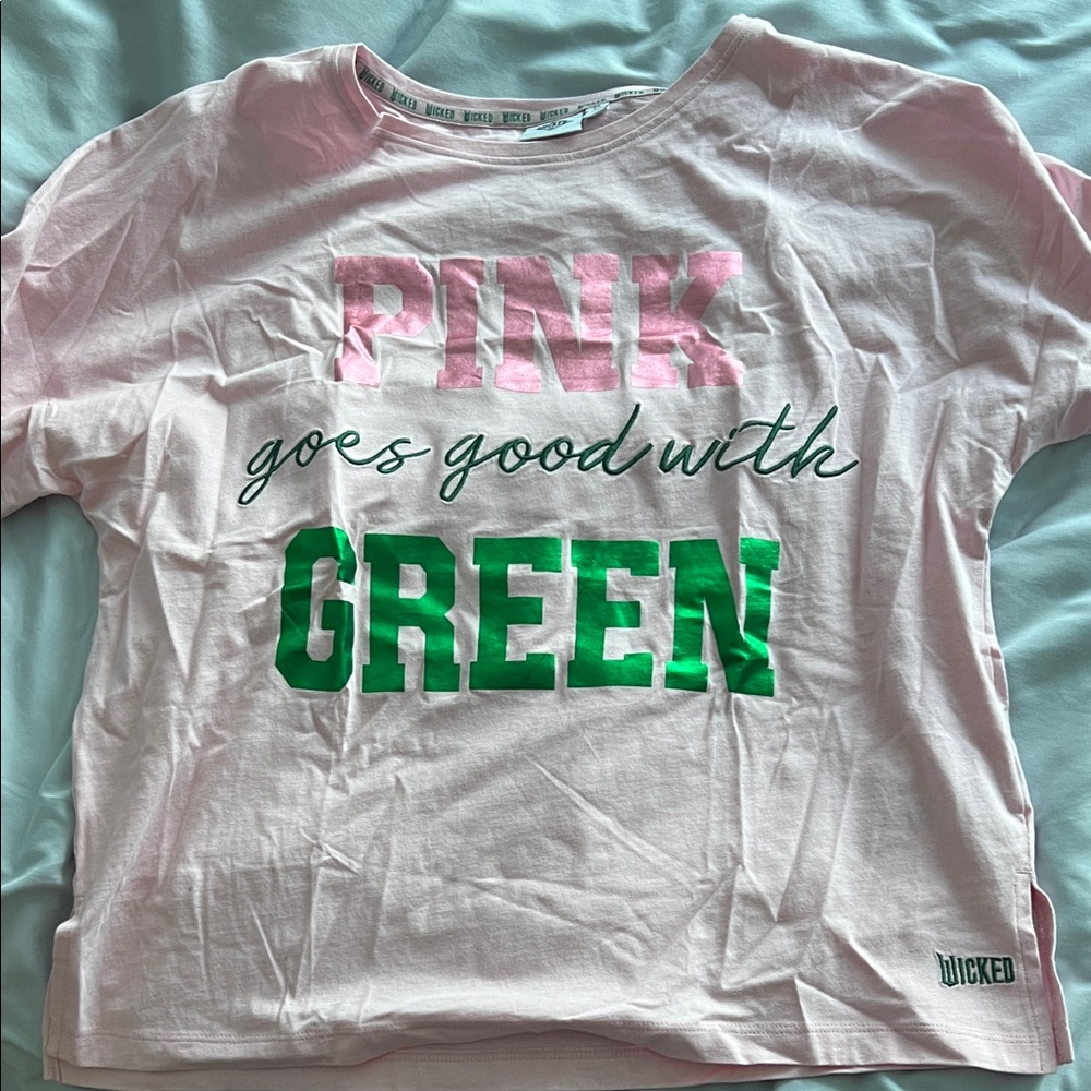 Pink goes good with green shirt